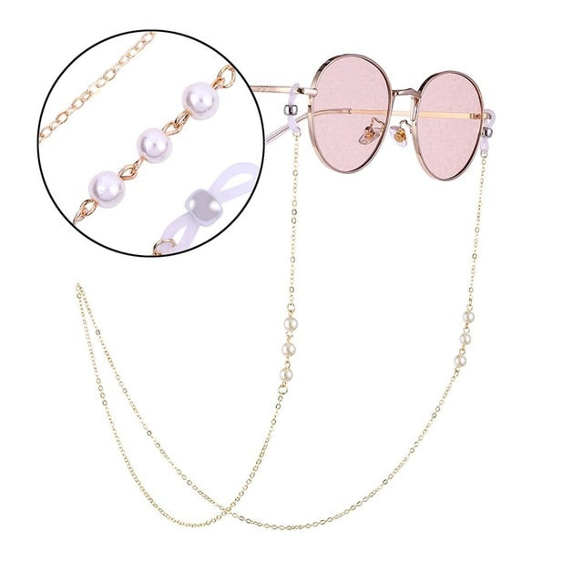 1Pcs New Arrival Fashion Pearl Leather Glasses Chain Trending Luxury Golden  Silver Glasses Holder Lanyard Straps Neck Chain - AliExpress